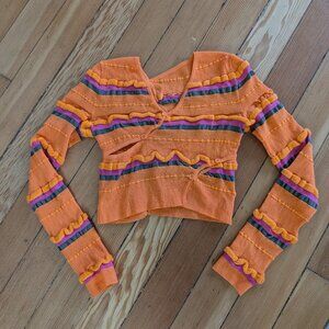 Jacquemus Tordu Orange Cropped Cardigan